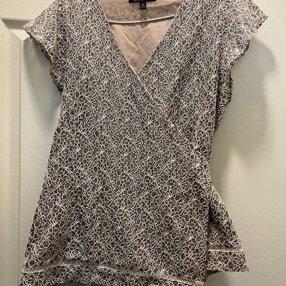 Banana Republic Black and White Patterned Blouse